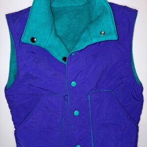 Vintage Biobottoms Kids Reversible Vest 4/5 Purple Teal 90s